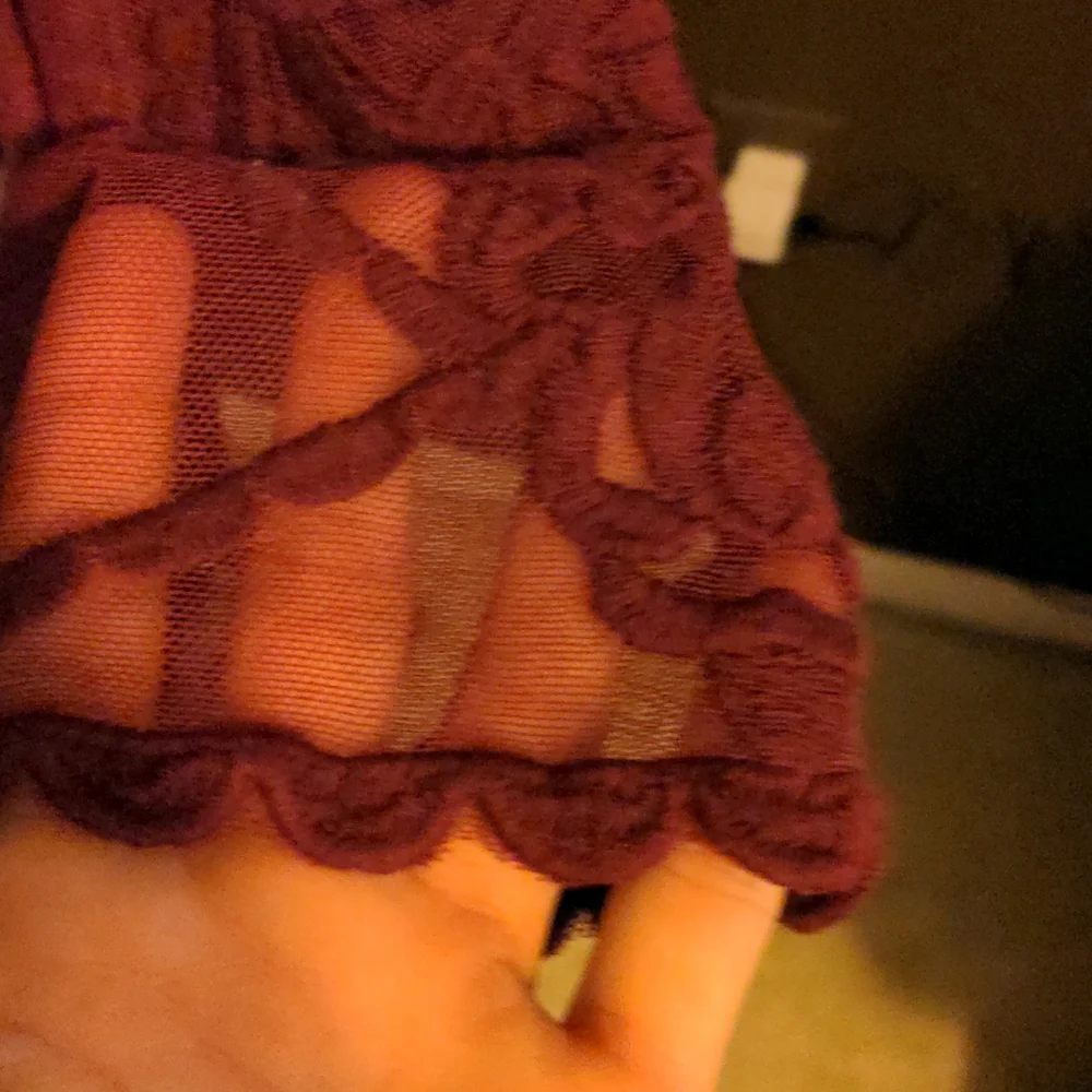 Express maroon see through mesh embroidered long sleeve top size medium
